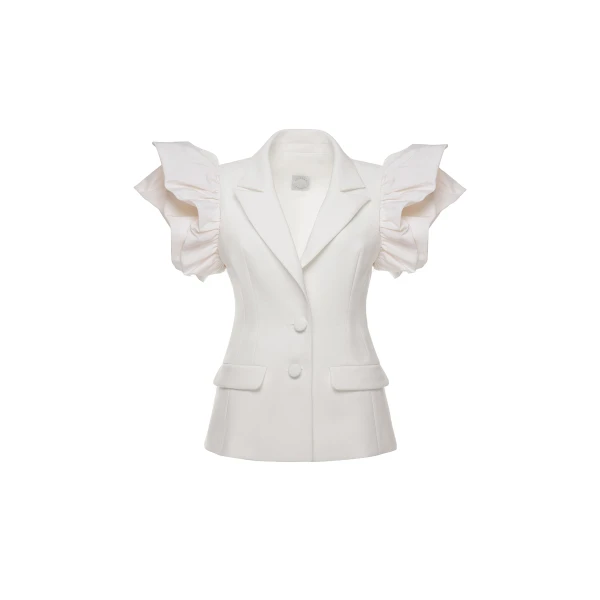 Dries Van Noten Rosita Jacket in White Crepe