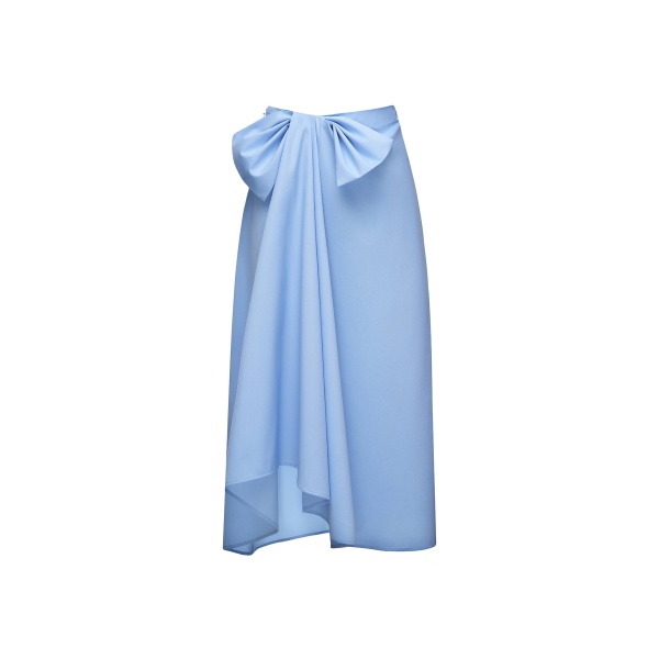 Dries Van Noten Rowena Midi Skirt in Pale Blue Cotton