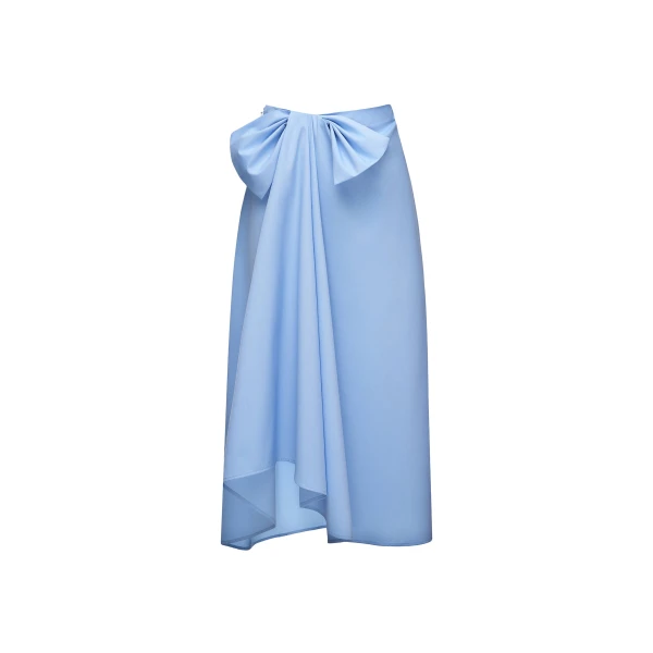 Dries Van Noten Rowena Midi Skirt in Pale Blue Cotton