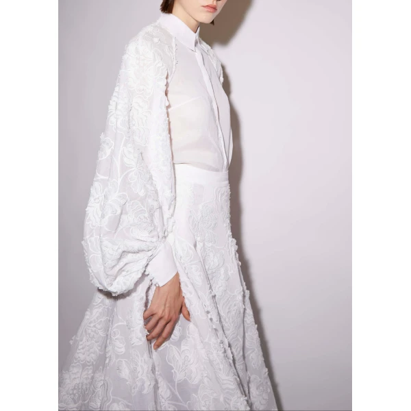 Rowena Skirt in White Embroidered Cotton - Image 4