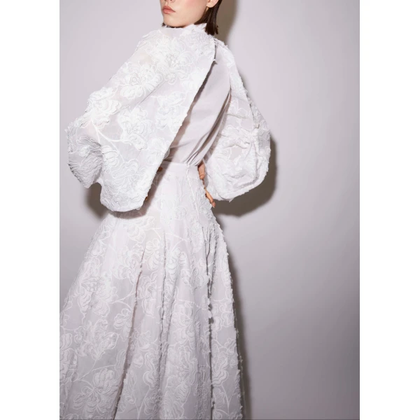 Rowena Skirt in White Embroidered Cotton - Image 5