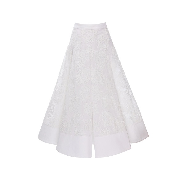 Dries Van Noten Rowena Skirt in White Embroidered Cotton