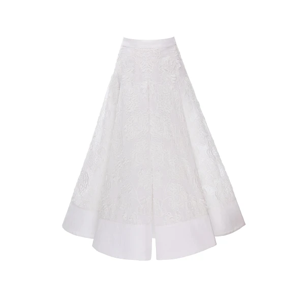 Rowena Skirt in White Embroidered Cotton