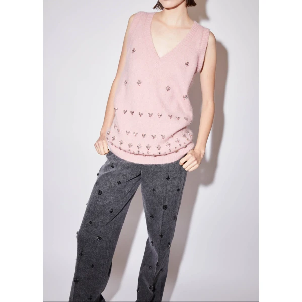 Rumer Vest in Ballet Pink Knit - Image 2