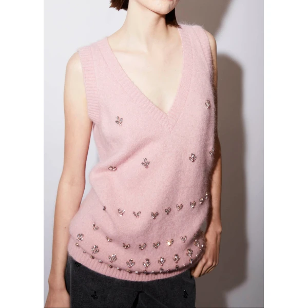 Rumer Vest in Ballet Pink Knit - Image 3