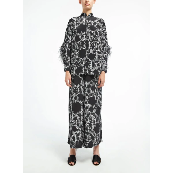 Sawyer Trousers in White Black Crepe Chine - Image 2