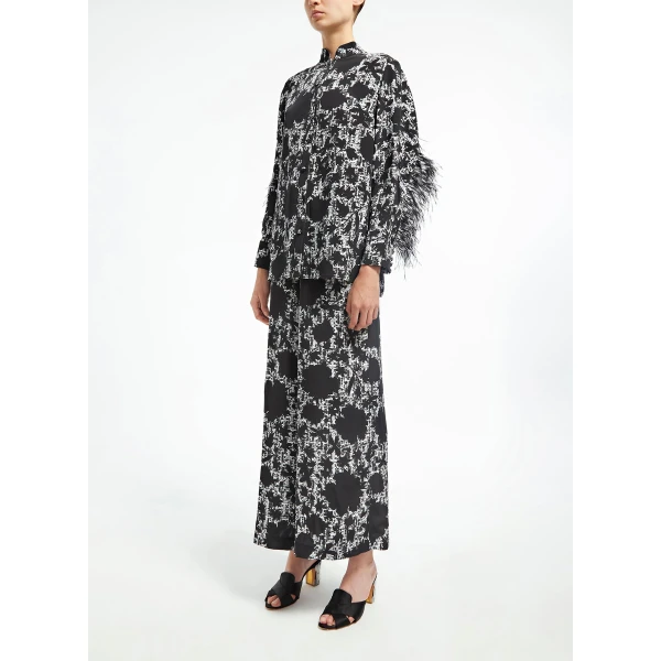 Sawyer Trousers in White Black Crepe Chine - Image 3