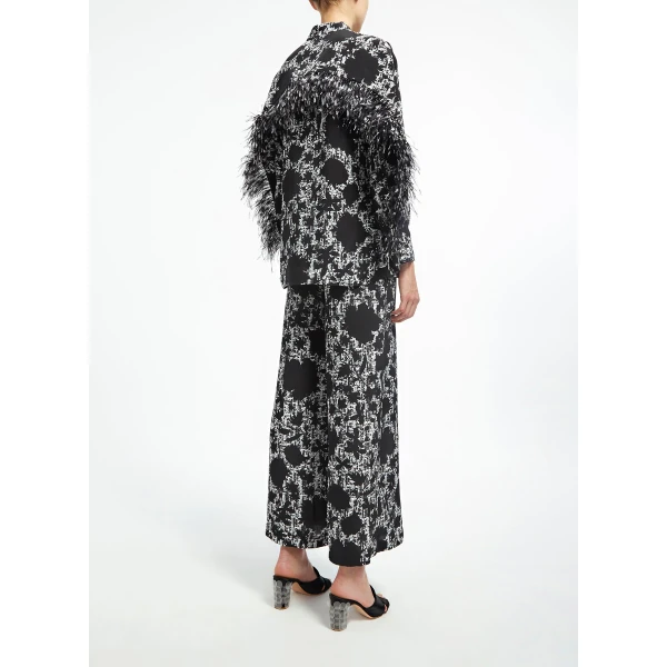 Sawyer Trousers in White Black Crepe Chine - Image 4