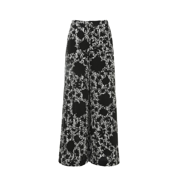 Dries Van Noten Sawyer Trousers in White Black Crepe Chine