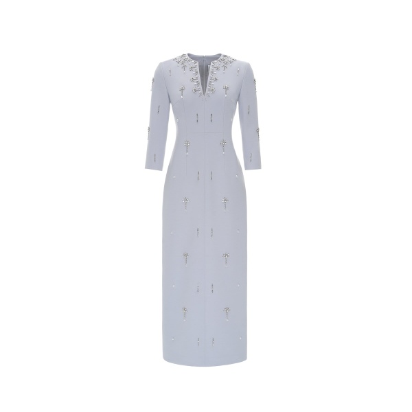 Dries Van Noten Skye Midi Dress in Grey Crepe