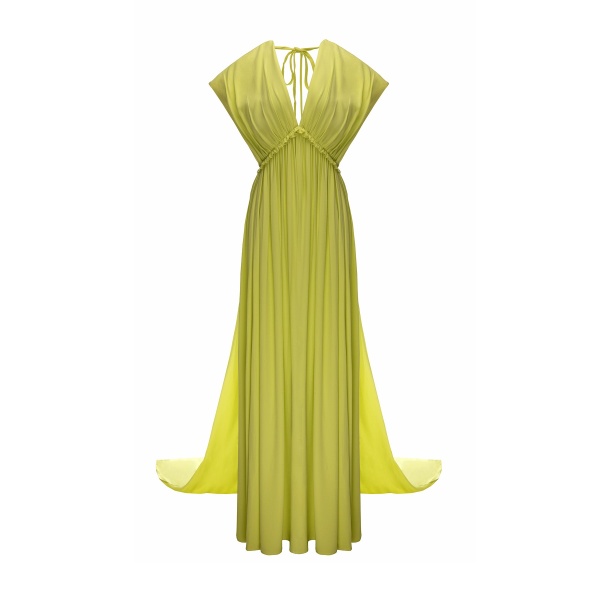 Dries Van Noten Somer Gown in Wild Lime Sable