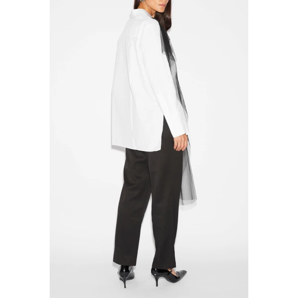 Thelma Shirt in White Cotton Embroidered Tulle - Image 5