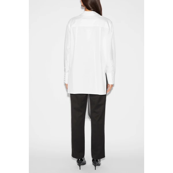 Thelma Shirt in White Cotton Embroidered Tulle - Image 6