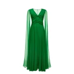 Dries Van Noten Theodora Gown in Emerald Green Voile