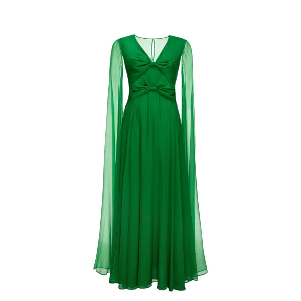 Dries Van Noten Theodora Gown in Emerald Green Voile