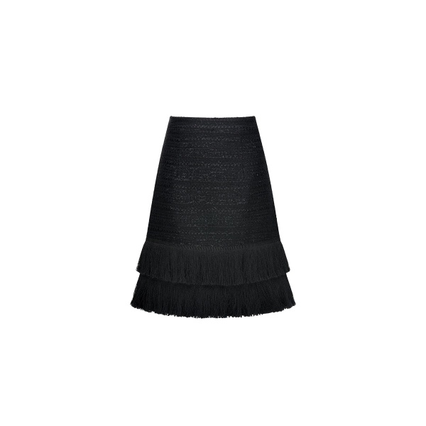 Dries Van Noten Twilly Mini Skirt in Black Tweed