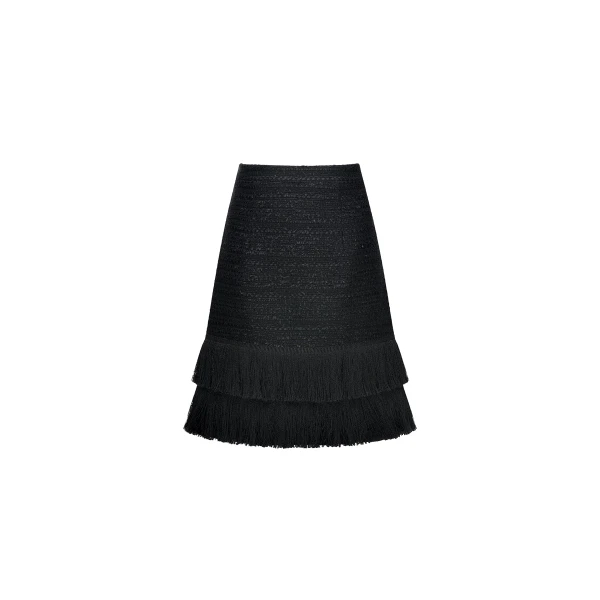 Dries Van Noten Twilly Mini Skirt in Black Tweed