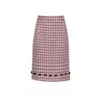 Dries Van Noten Valerian Skirt in Pink Black Tweed