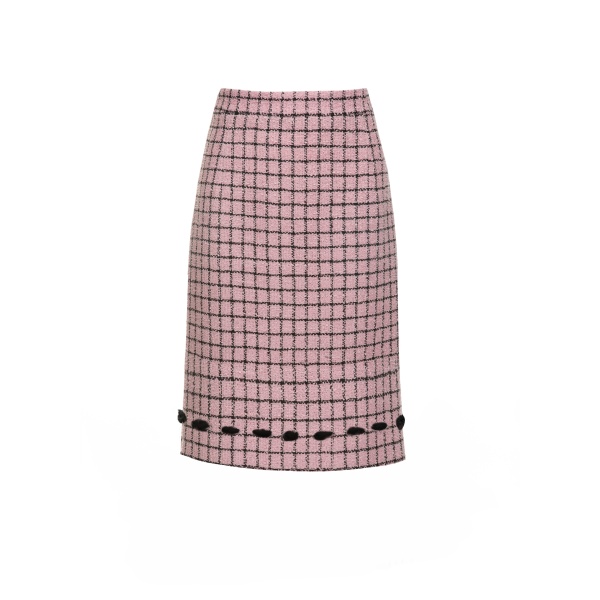 Dries Van Noten Valerian Skirt in Pink Black Tweed