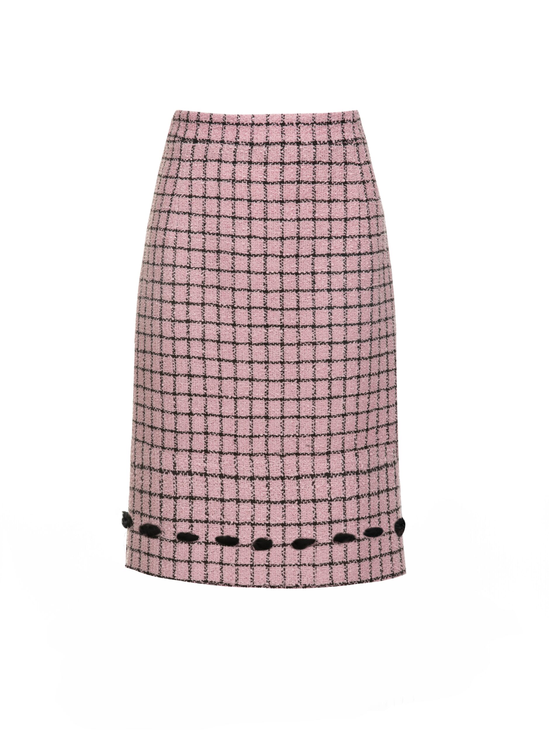 Dries Van Noten Valerian Skirt in Pink Black Tweed | | Coveti Dries Van Noten Valerian Skirt in Pink Black Tweed