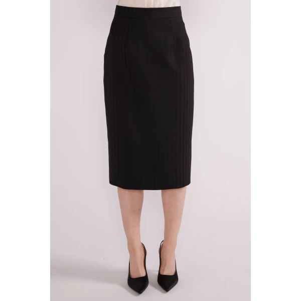 Vania Midi Skirt in Black Tailoring - Image 3