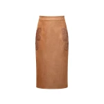 Dries Van Noten Vania Midi Skirt in Brown Suede