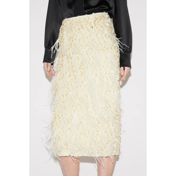 Vania Midi Skirt in Ivory Sequin - Image 3