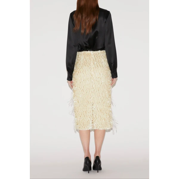 Vania Midi Skirt in Ivory Sequin - Image 5