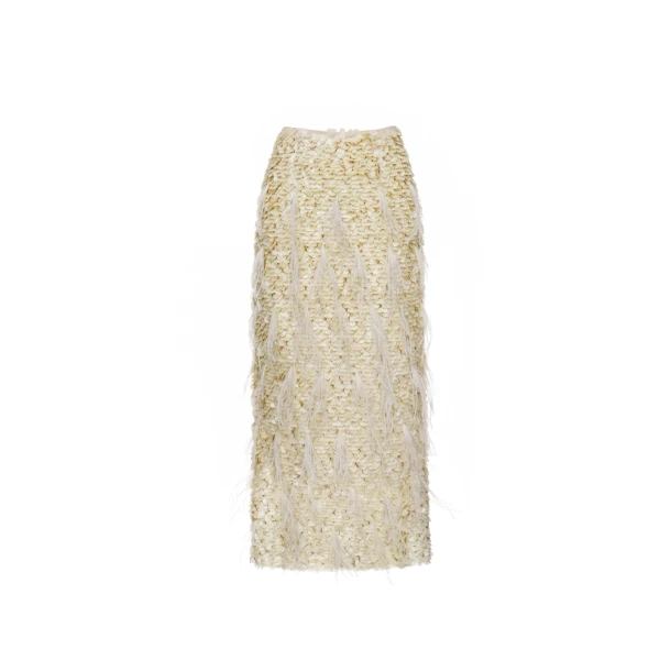 Vania Midi Skirt in Ivory Sequin