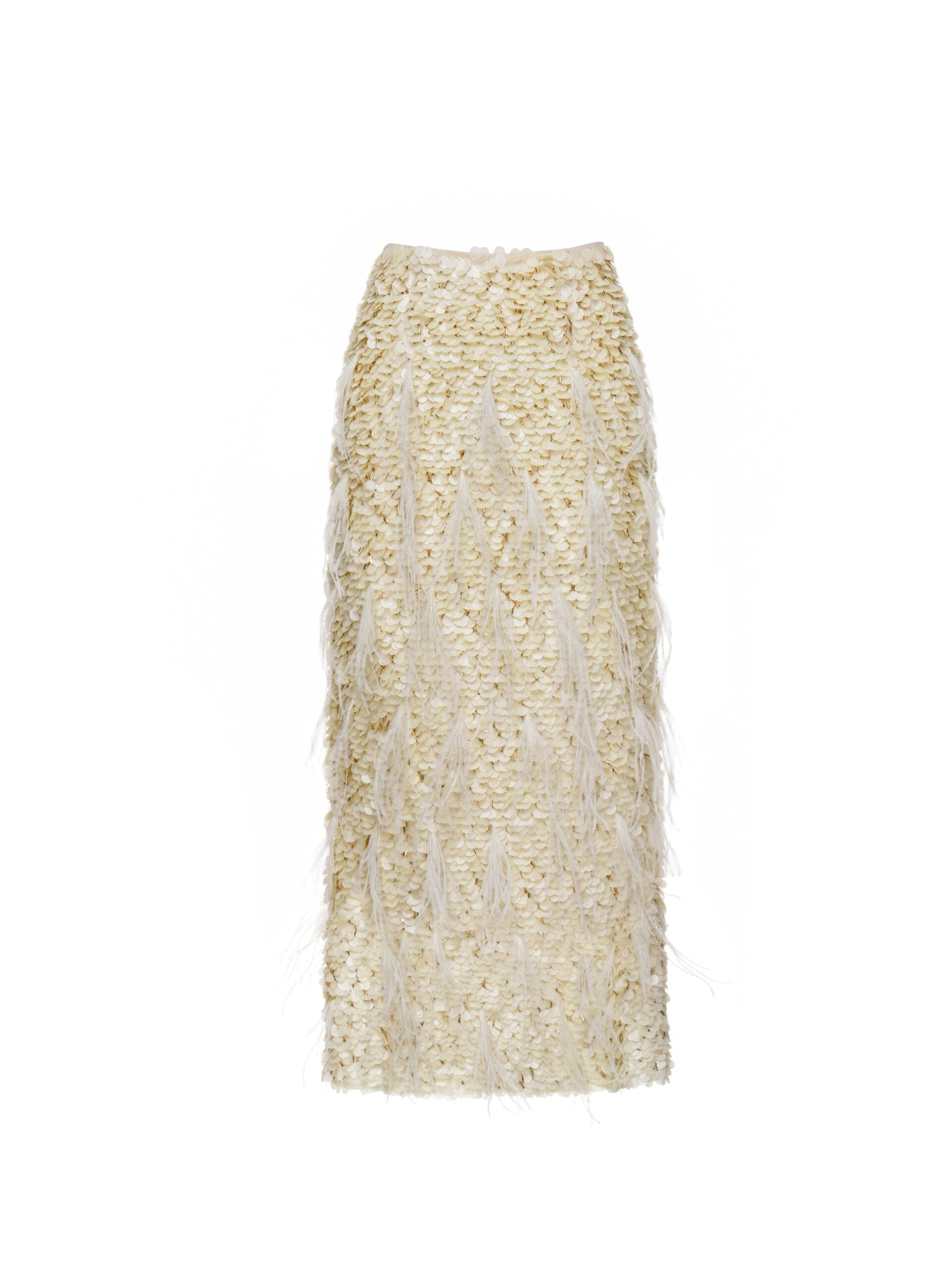 Dries Van Noten Vania Midi Skirt in Ivory Sequin | | Coveti Dries Van Noten Vania Midi Skirt in Ivory Sequin