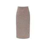 Dries Van Noten Vania Midi Skirt in Pale Brown Duchesse