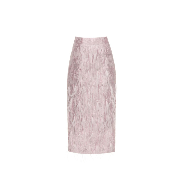 Dries Van Noten Vania Midi Skirt in Pink Cloque