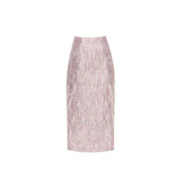 Vania Midi Skirt in Pink Cloque