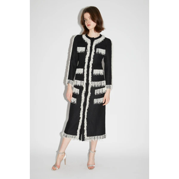 Victoria Skirt in Black White Tweed - Image 3