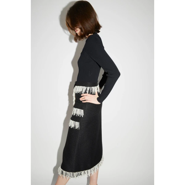 Victoria Skirt in Black White Tweed - Image 6