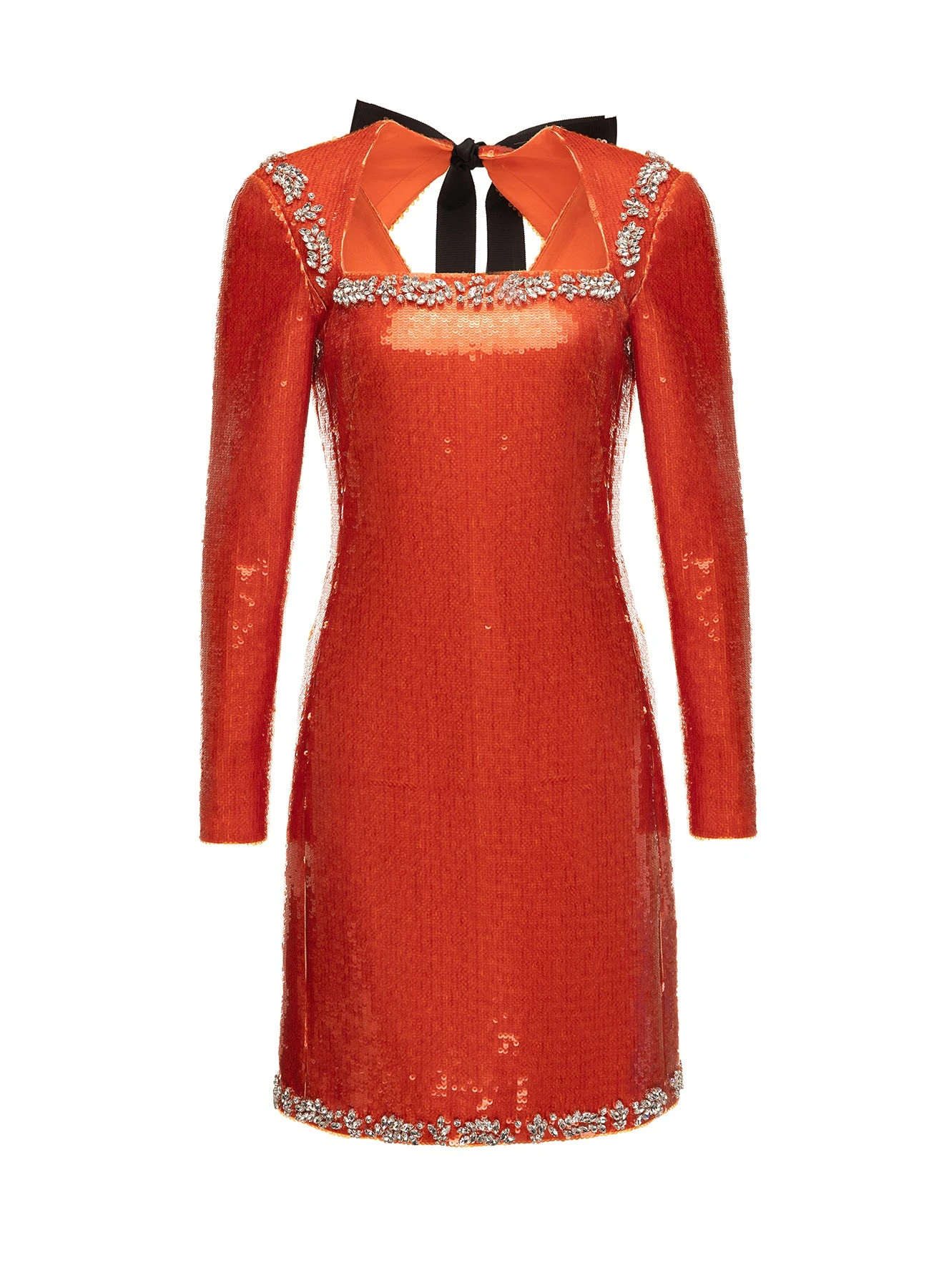 Dries Van Noten Violetta Dress in Orange Embellished Sequins | | Coveti Dries Van Noten Violetta Dress in Orange Embellished Sequins