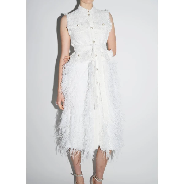 Wyatt Gilet in Ivory Tweed - Image 3