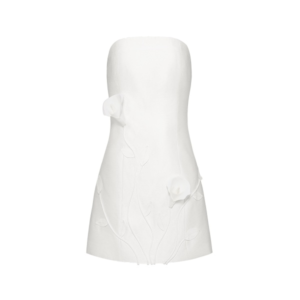 JW PEI 3D Vine Floral Strapless Mini Dress