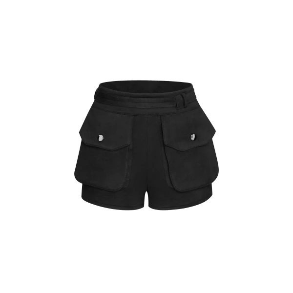 Abigail High-Waisted Utility Shorts in Black