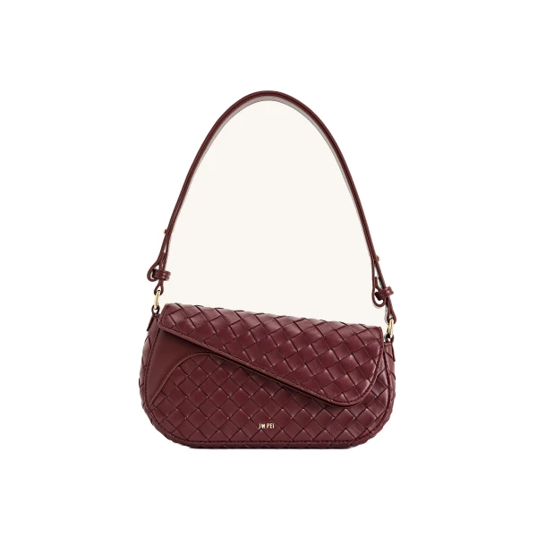 JW PEI Addisyn Weave Texture Shoulder Bag in Burgundy