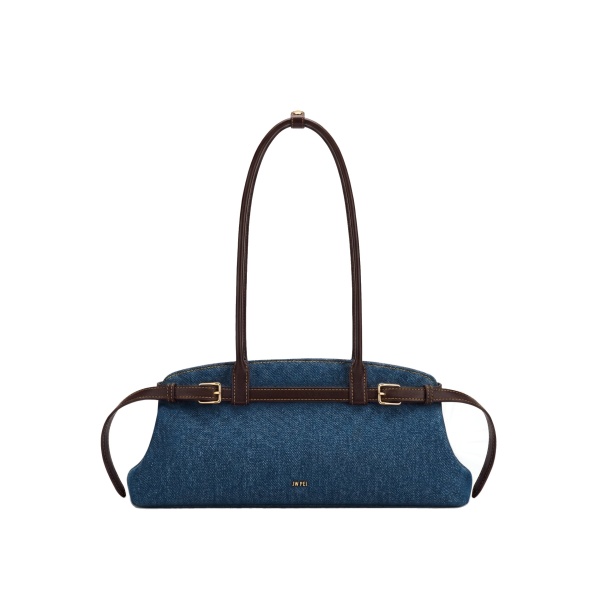 JW PEI Arden Belt Detail East-West Shoulder Bag in Blue Denim