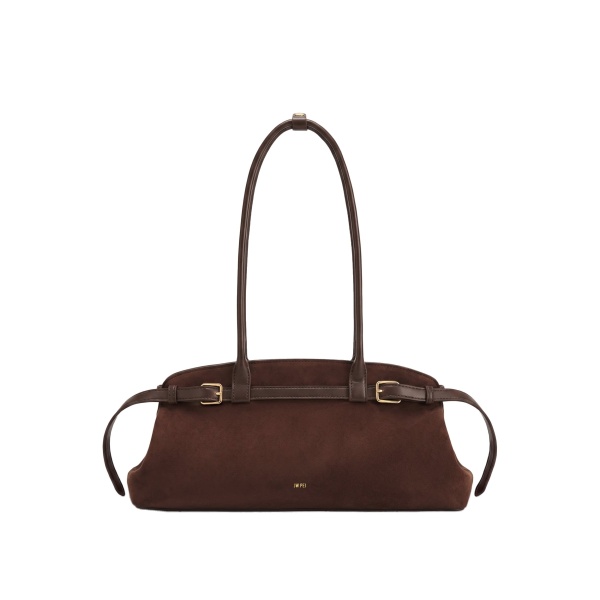 JW PEI Arden Faux Suede Belt Detail East-West Shoulder Bag in Coffee Brown