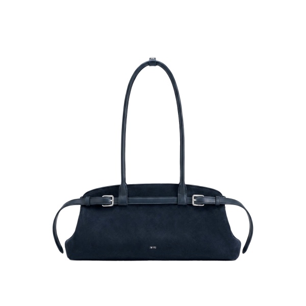 JW PEI Arden Faux Suede Belt Detail East-West Shoulder Bag in Navy Blue