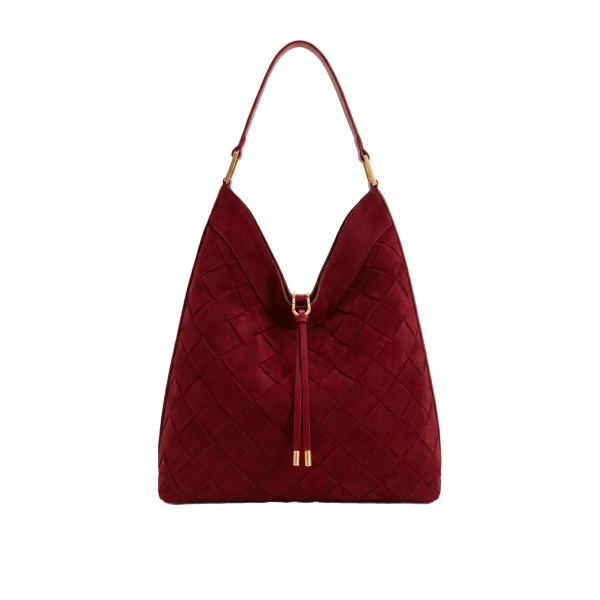 JW PEI Aria Faux Suede Woven Shoulder Bag in Burgundy