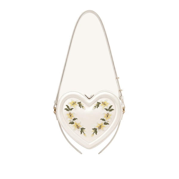JW PEI Arlene Embroidered Heart Shape Crossbody Bag in Milky White