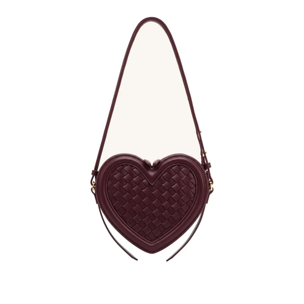JW PEI Arlene Woven Heart Shape Crossbody Bag in Deep Burgundy