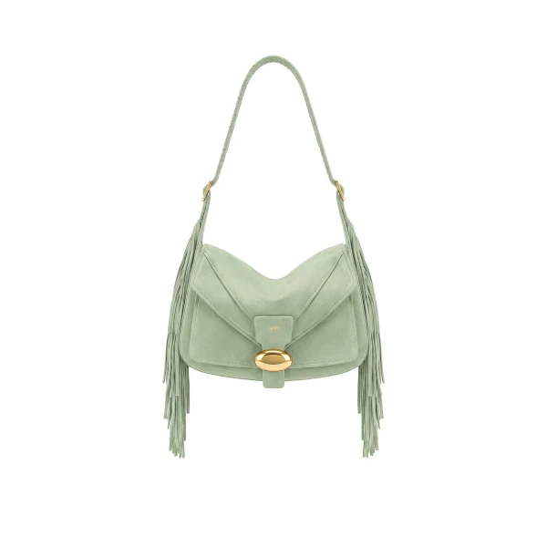 JW PEI Avery Fringe Faux Suede Shoulder Bag in Mint Green