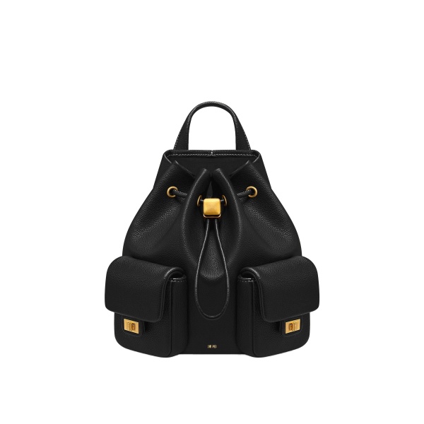 JW PEI Avery Pebbled Drawstring Utility Backpack in Black