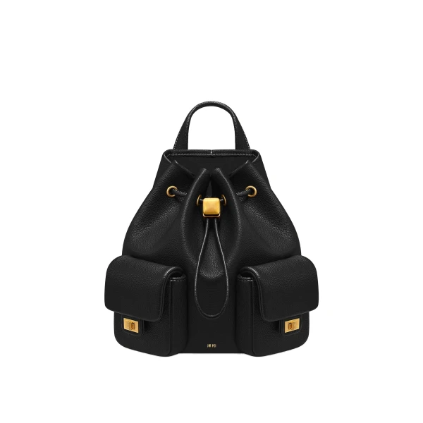 JW PEI Avery Pebbled Drawstring Utility Backpack in Black