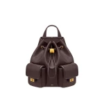 JW PEI Avery Pebbled Drawstring Utility Backpack in Dark Brown
